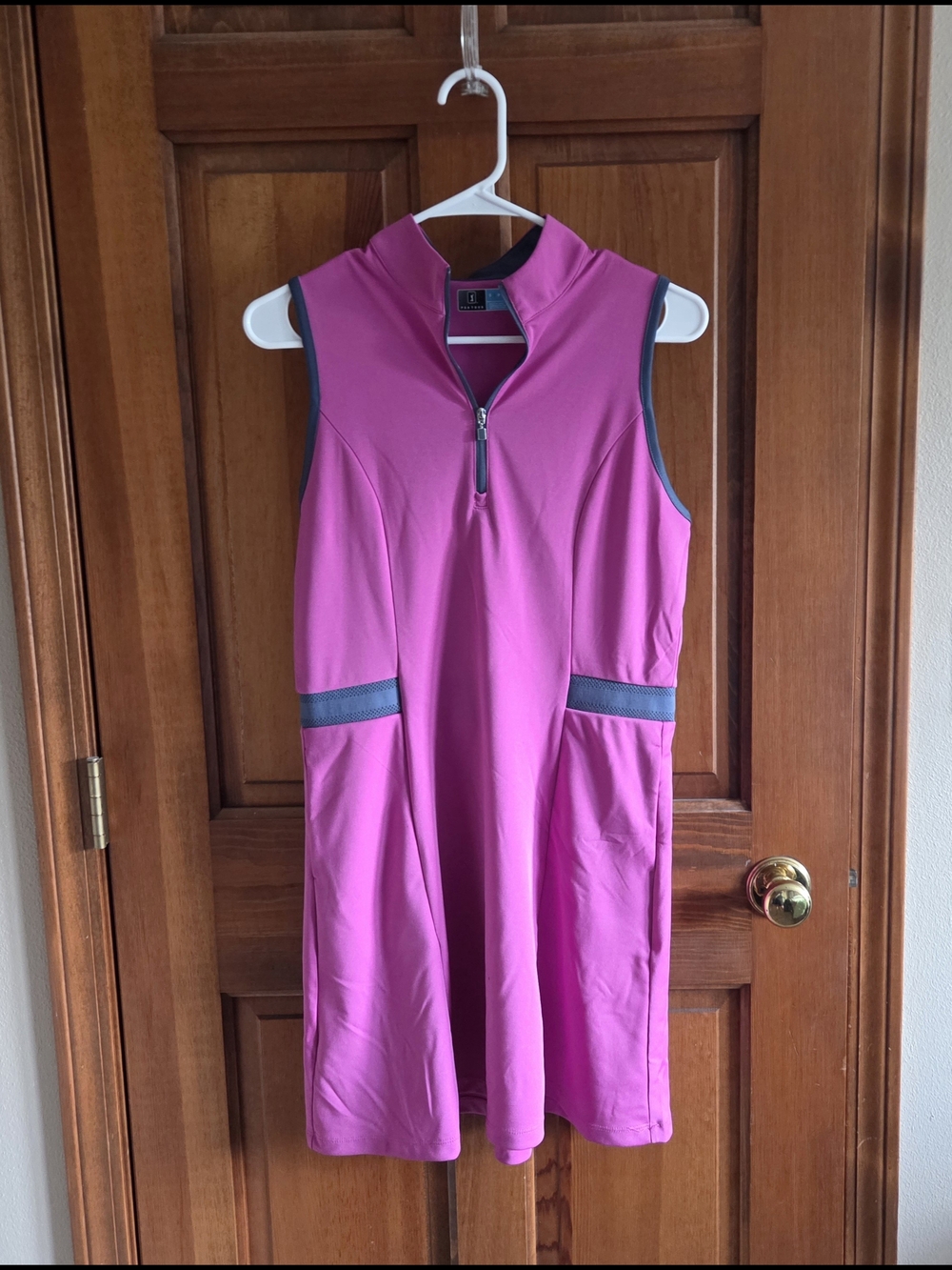 PGA Tour Pink Golf Dress Half-Zip Top with Charcoal Trim